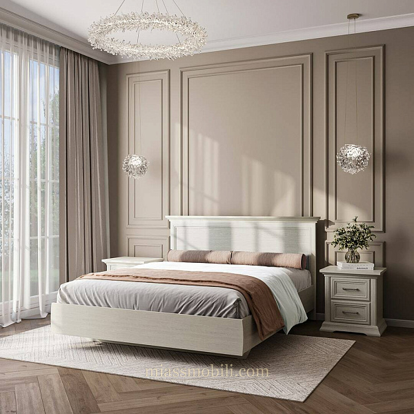 Кровать двойная (1600х2000) Lorenzo дуб сторсанд без ножной спинки