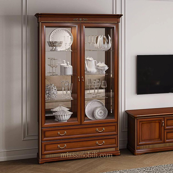 Шкаф 2-х дв. для посуды с зеркалом